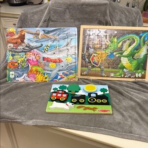 Lot of 3 Puzzles 🧩 2 Melissa & Doug Wooden 1 The Learning Journey